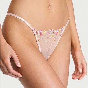 Victoria's Secret Floral Lace Thong - Pink and Yellow